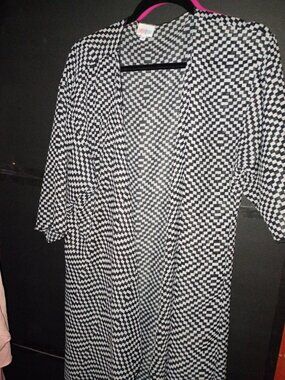 Lularoe duster cardigan size xl with checkerboard geometric pattern NWOT
